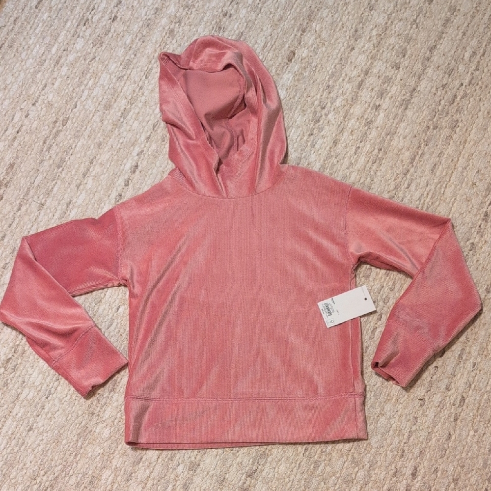 Girls Size 7 Hooded Pullover Sweater - Rose Pink
